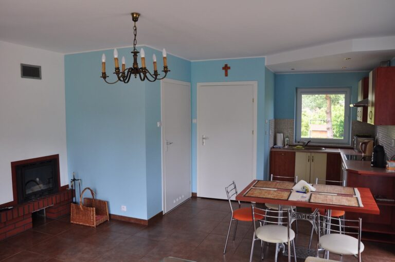 apartament Beata, wnętrze, salon z kominkiem